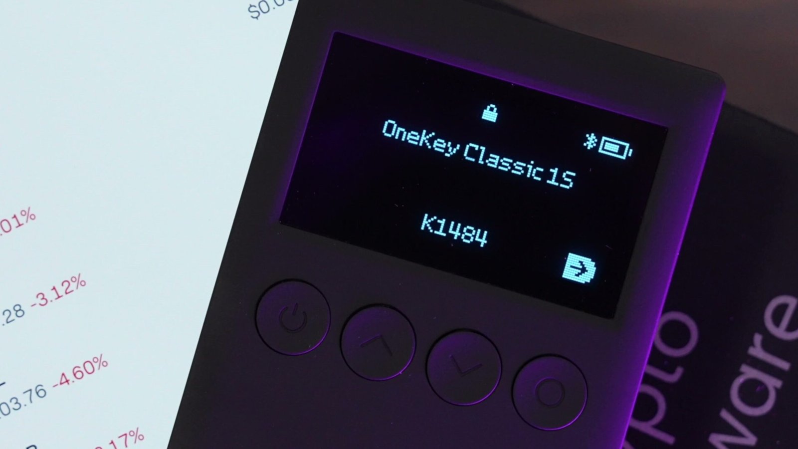 OneKey Classic 1S display showing wallet name K1484