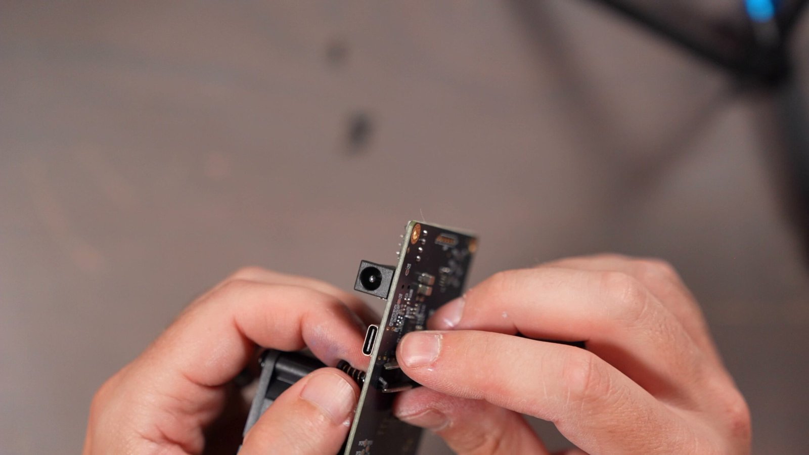 Detailed view of cooler mounting mechanism and connectors